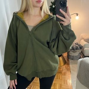 Aritzia green zip-up hoodie